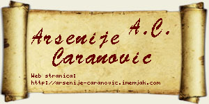 Arsenije Caranović vizit kartica
